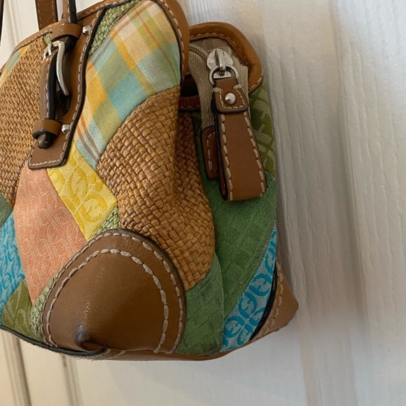 Fossil Per-Se Womens Suede And Fabric Textile Satchel Purse - Picture 10 of 12